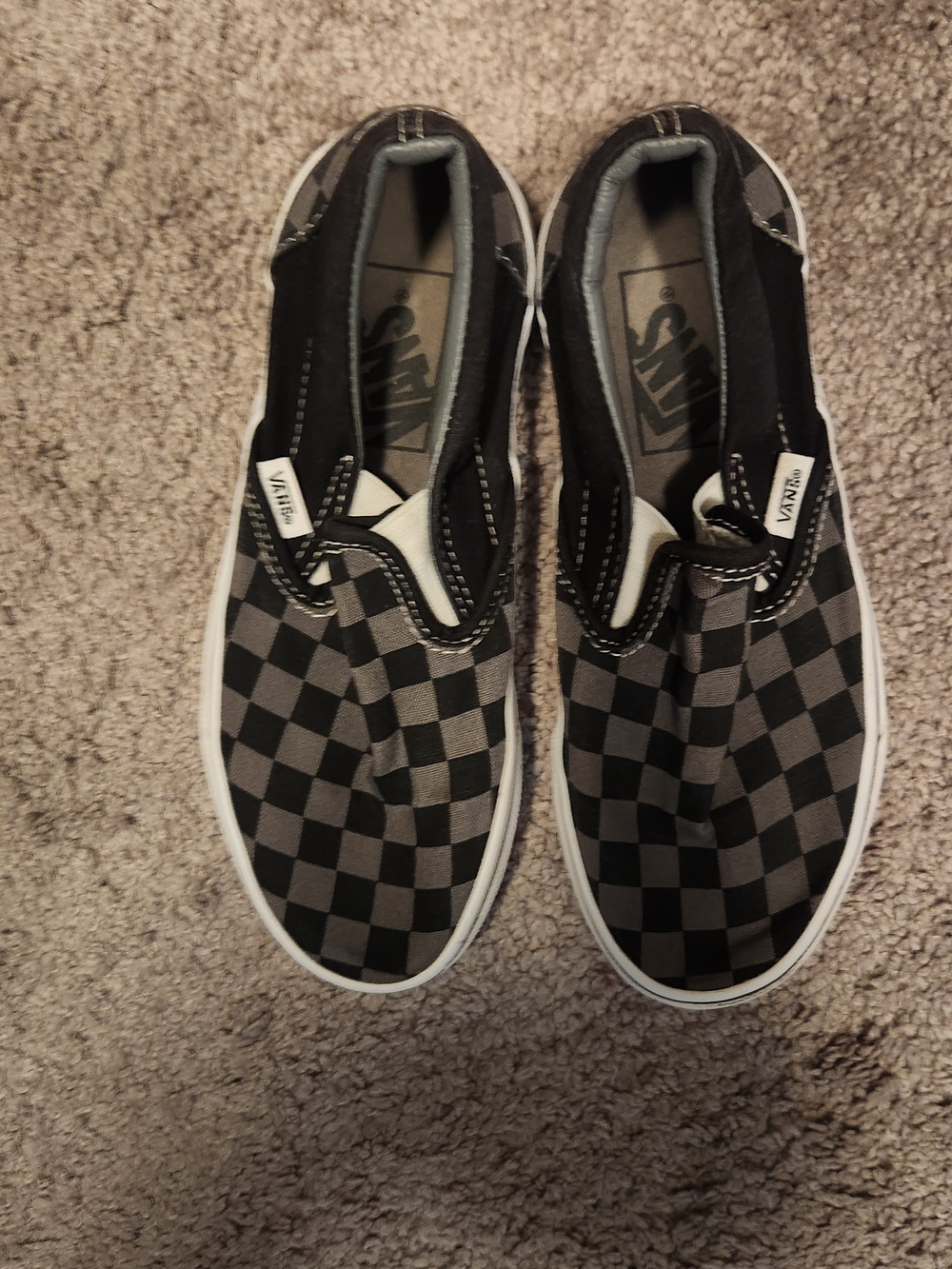 Vans Classic Slip-On Checkerboard Shoes - Black/Grey